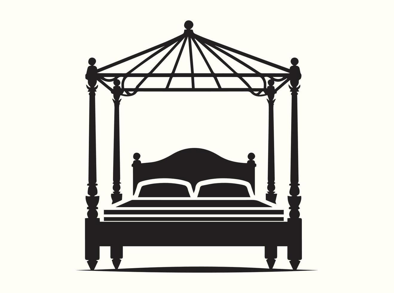 Stylish Black Outline of a Canopy Bed vector
