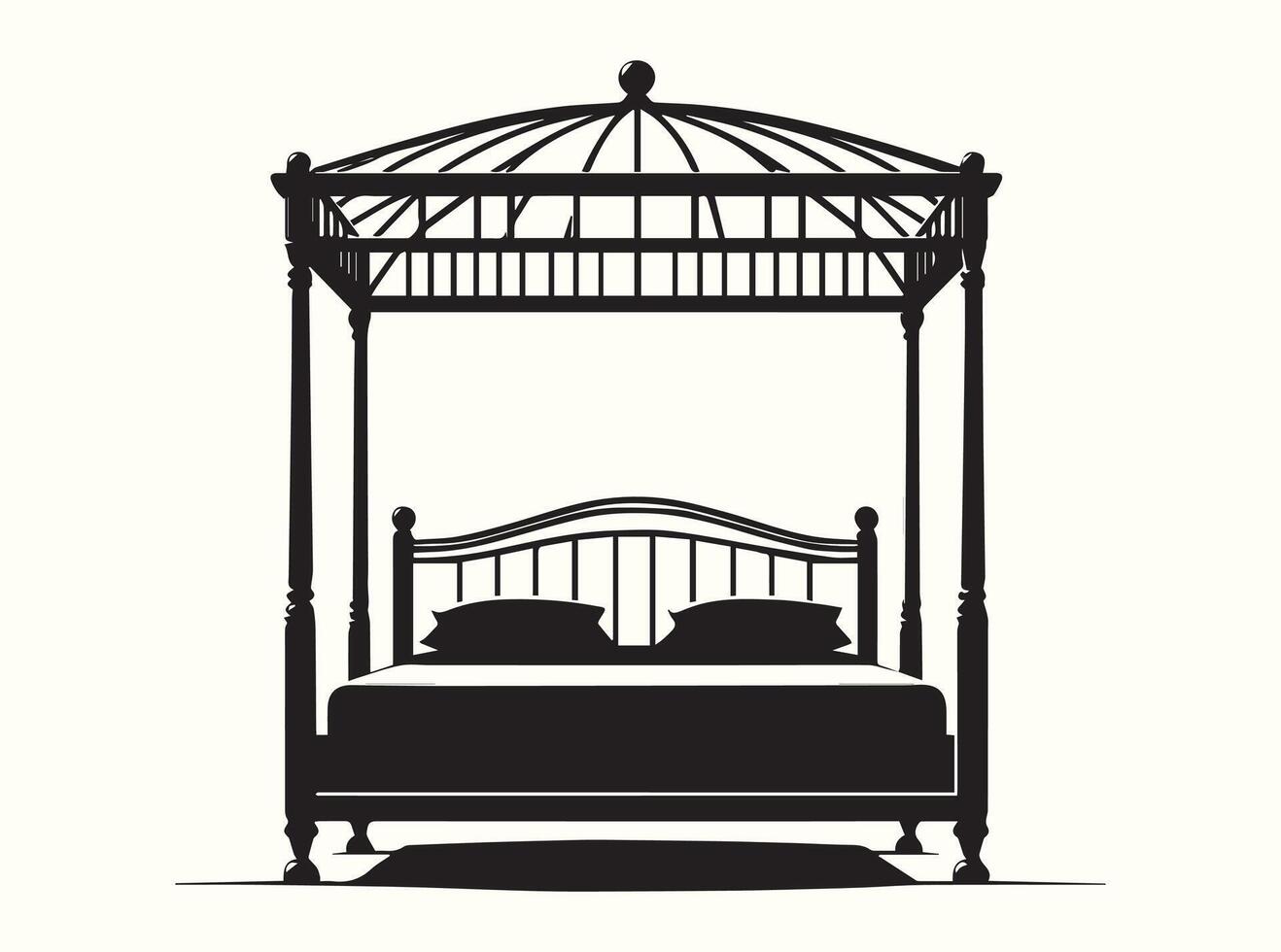 Simple Black Silhouette of a Canopy Bed vector