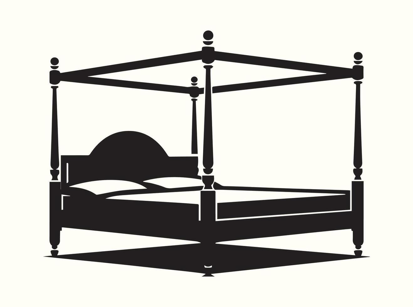 Decorative Four-Poster Bed Silhouette in Black vector
