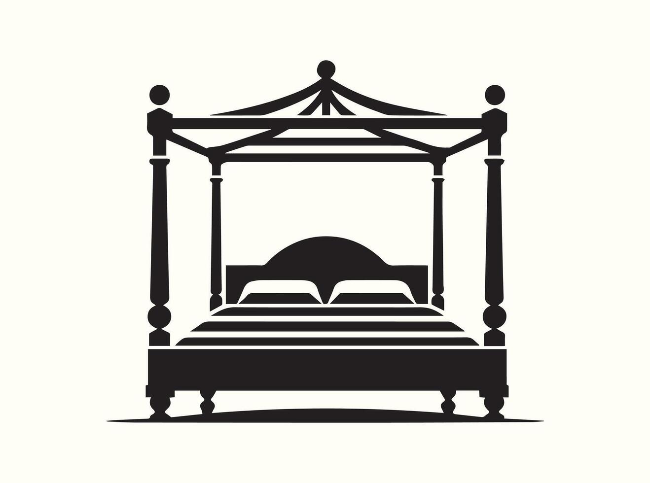 Modern Canopy Bed Silhouette Design vector