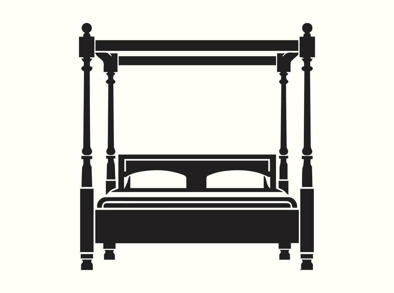 Modern Four-Poster Bed Silhouette Design vector