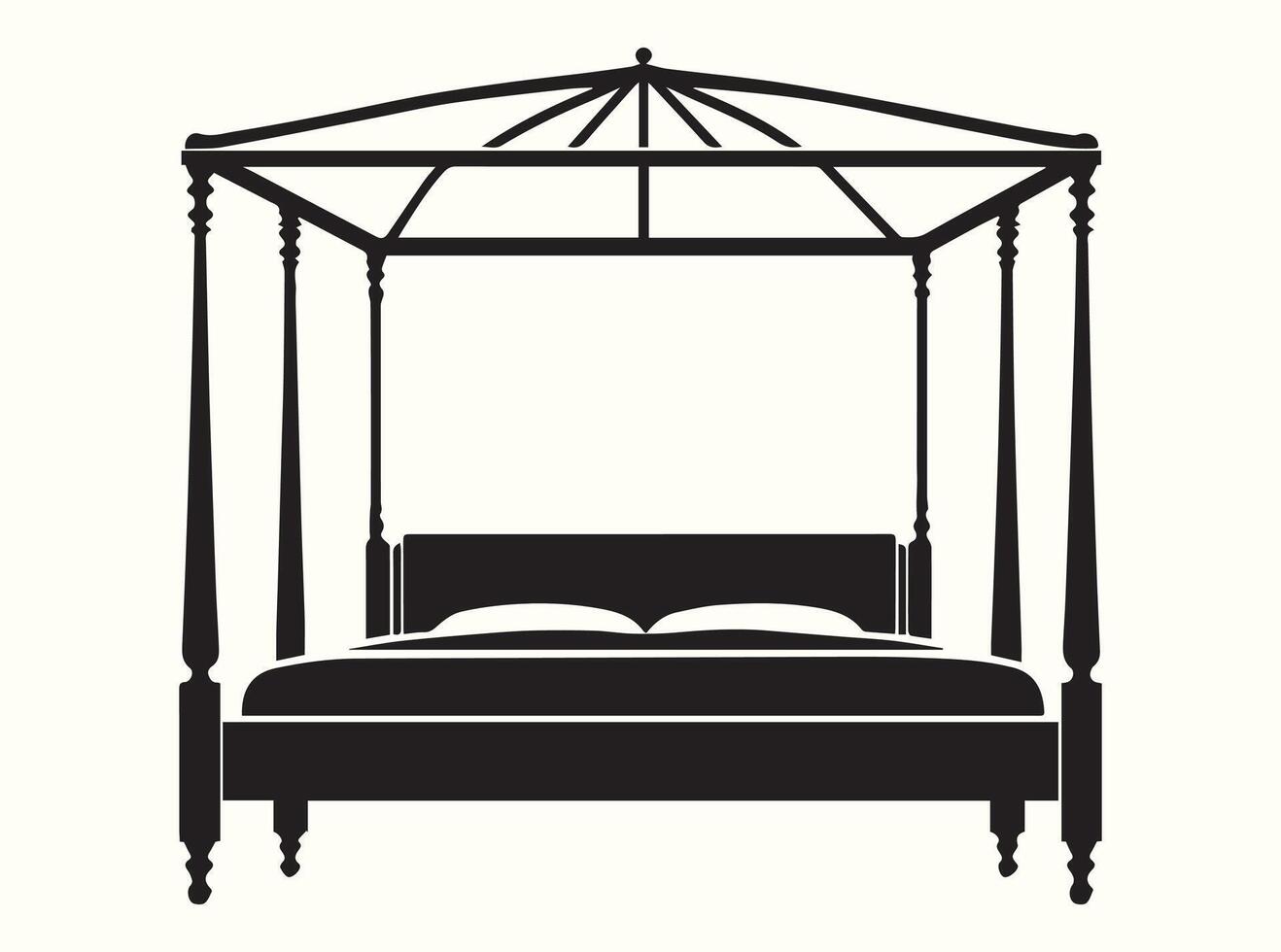 Four-Post Canopy Bed Silhouette vector