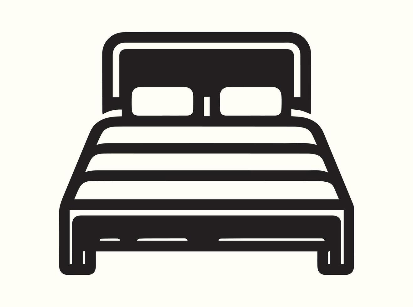 Sleek Black Outline of a Bed with Headboard vector