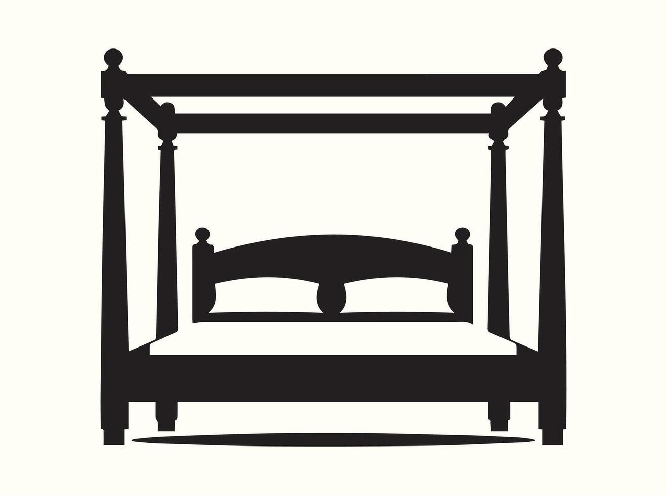 Clean and Minimal Four-Poster Bed Silhouette vector
