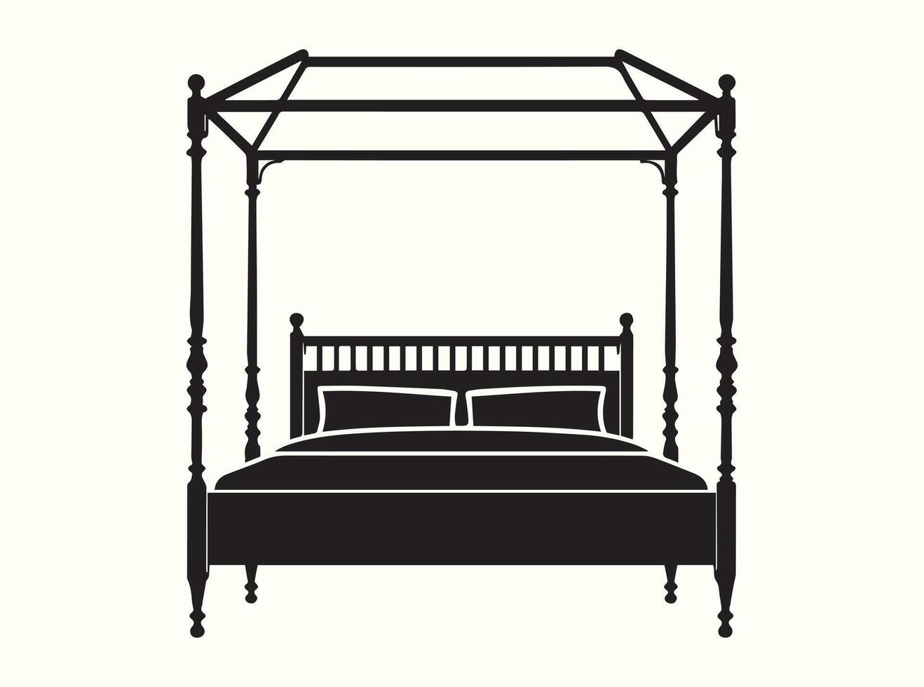 Minimalist Canopy Bed Silhouette vector