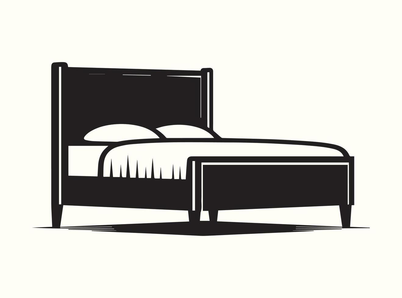 Simple Black Bed Silhouette on White vector