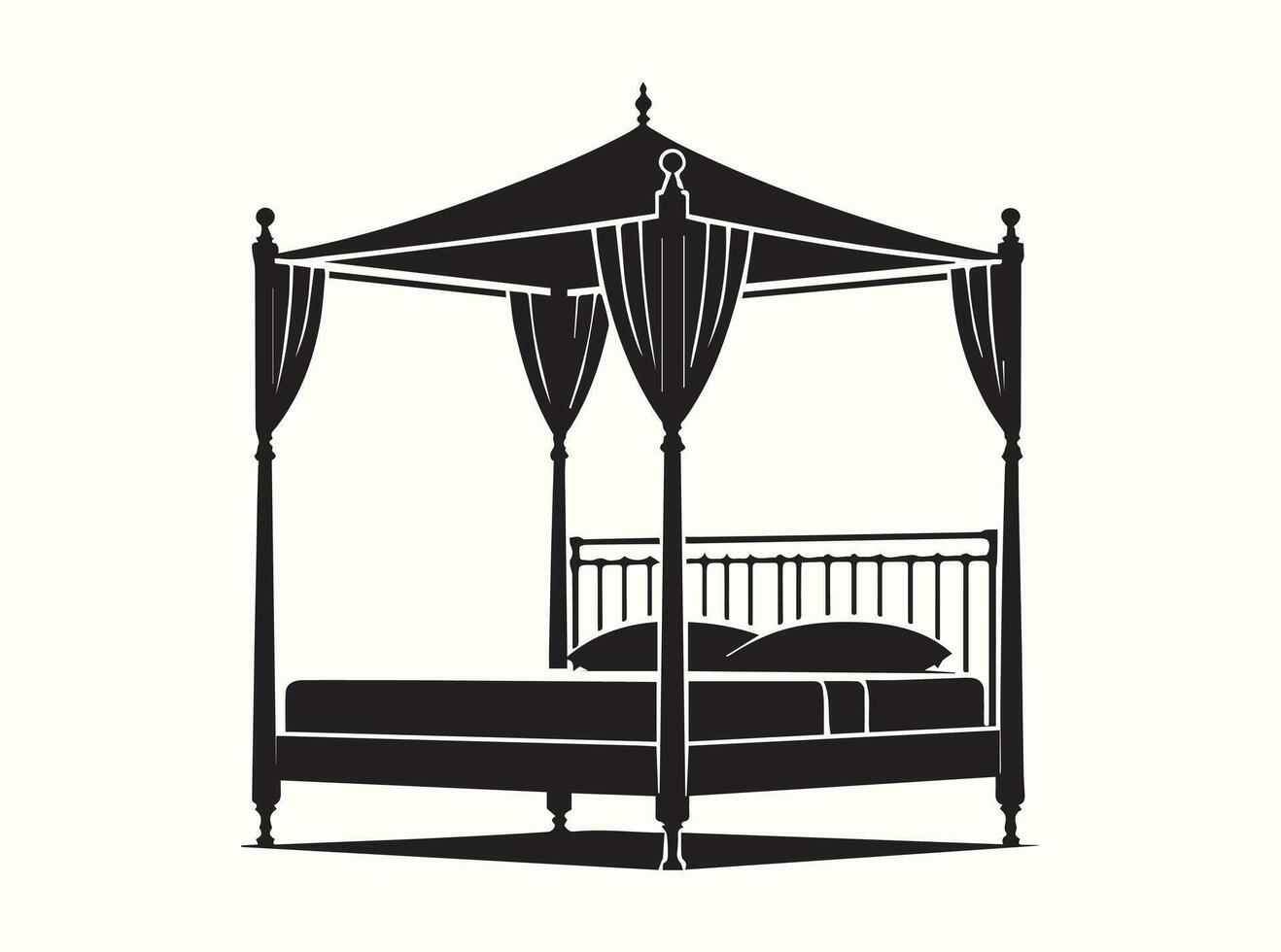 Black Silhouette of a Canopy Bed vector