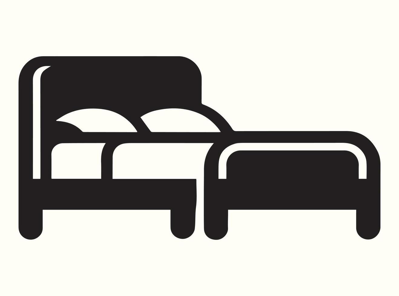 Black Bed Silhouette with Simple Lines vector