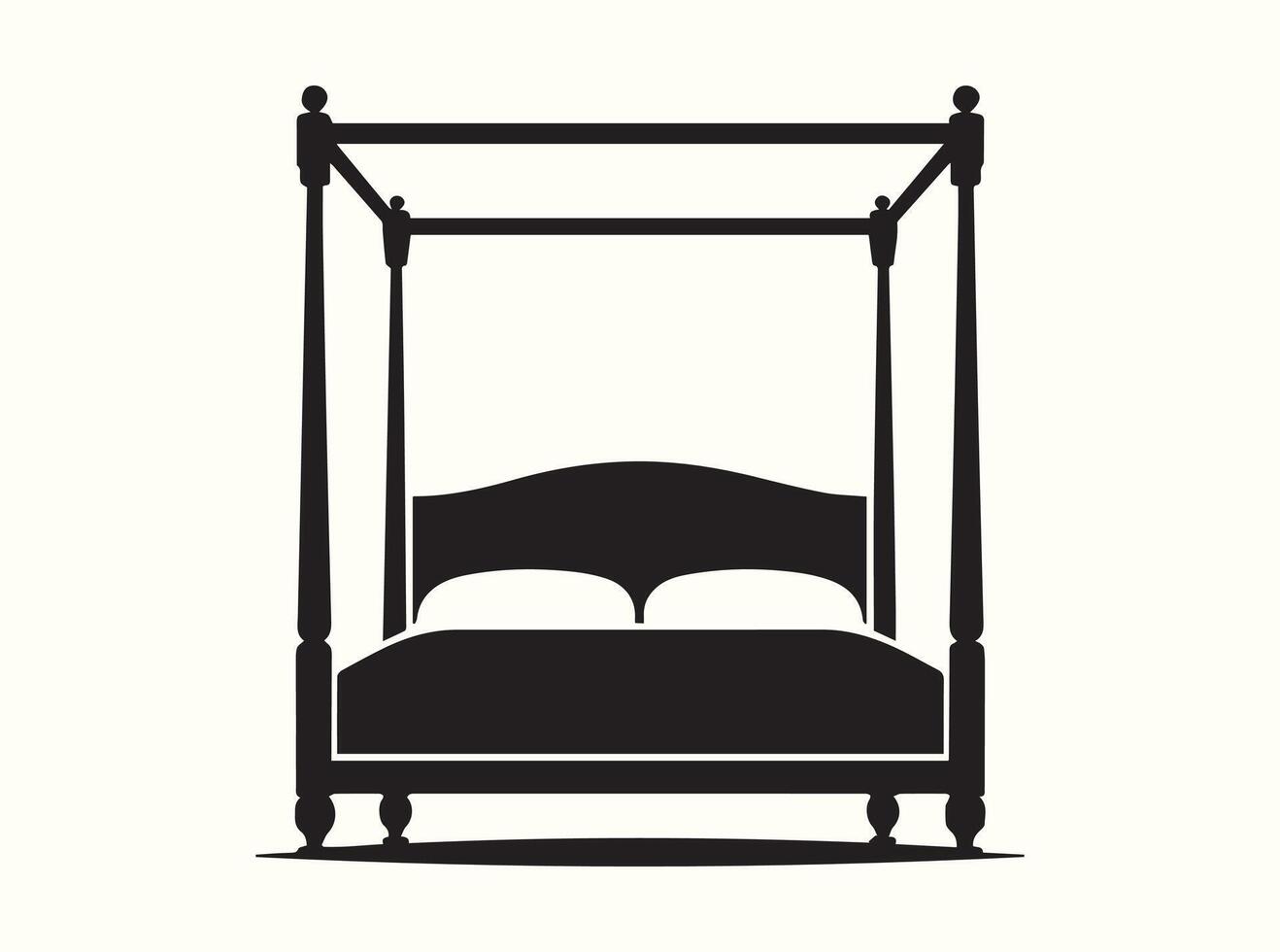 Simple Black Silhouette of a Four-Poster Bed vector