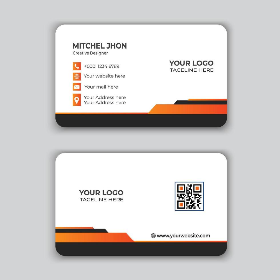 Modern Orange and Black Business Card Design Template vector