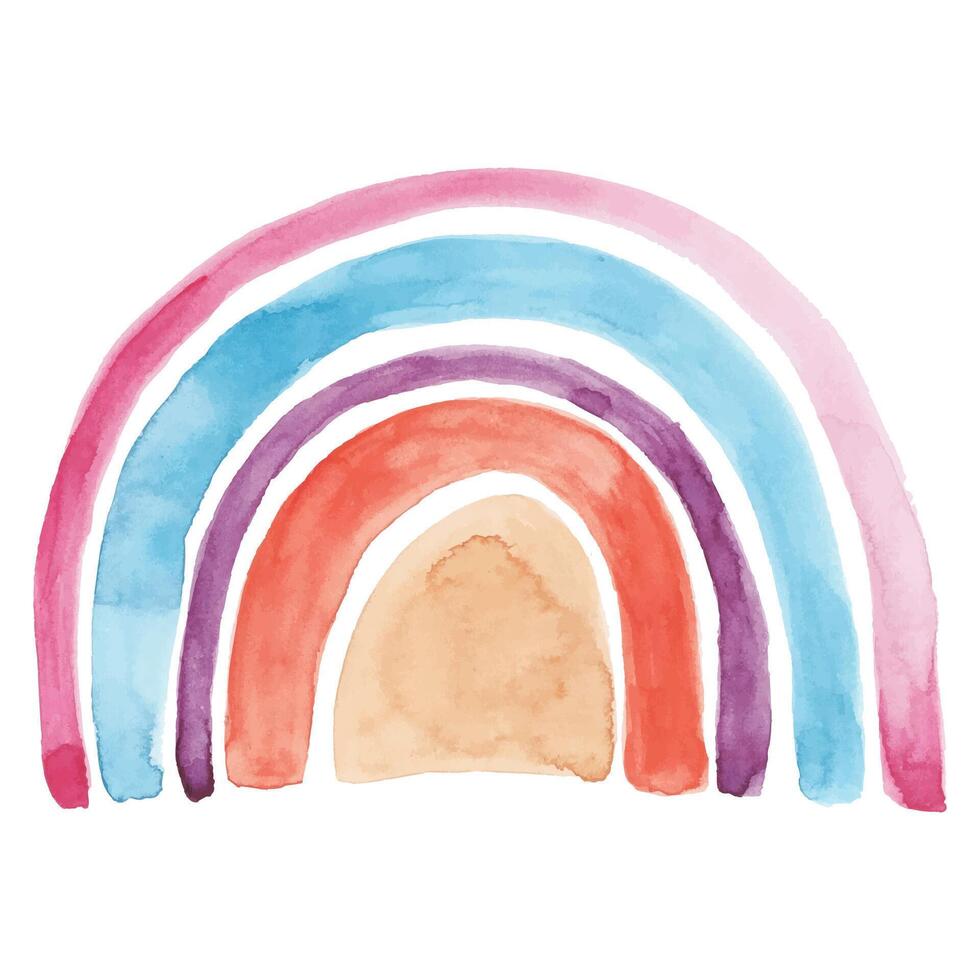 Watercolor rainbow isolated on white background. Abstract brush stroke hand painted rainbow for wrapping paper, nursery, kids, print, cards and posters vector