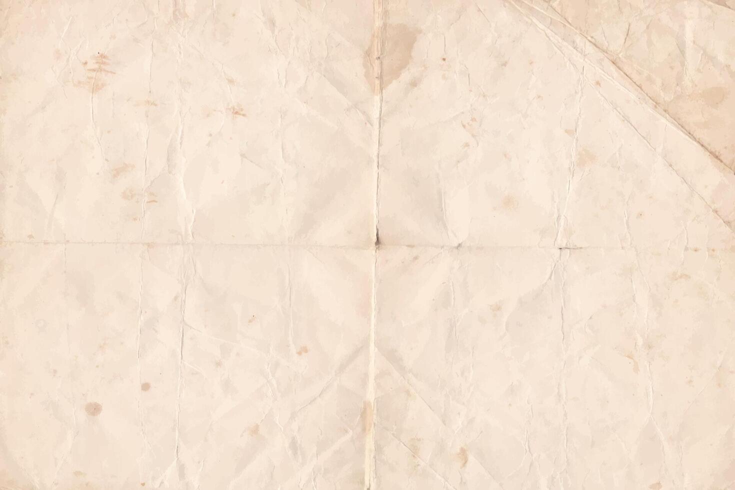 Crumpled Old Paper Texture Background. Brown folded parchment vintage paper sheet with space for text vector