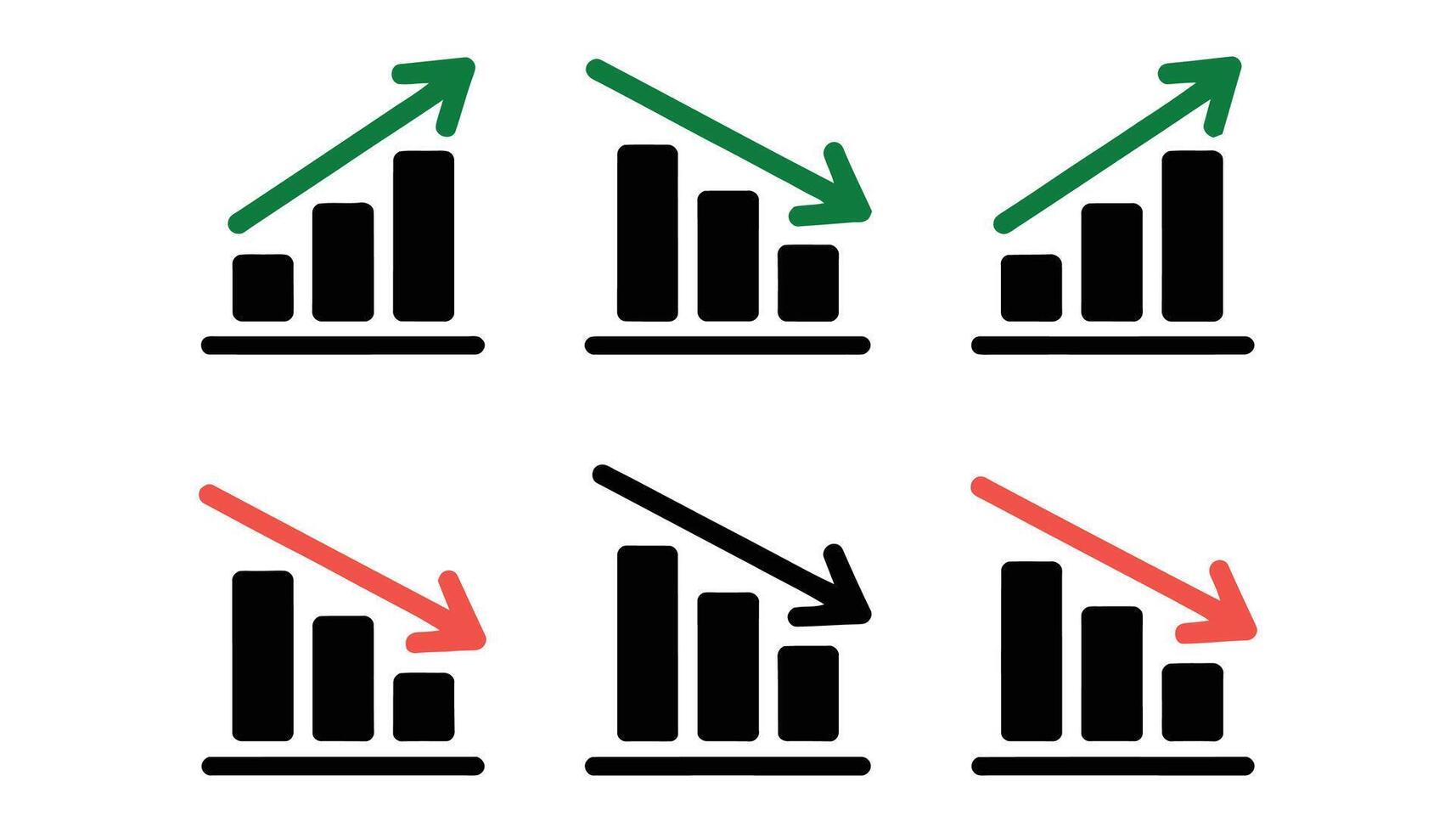 Growth chart with colored arrows, financial data analysis, illustration vector