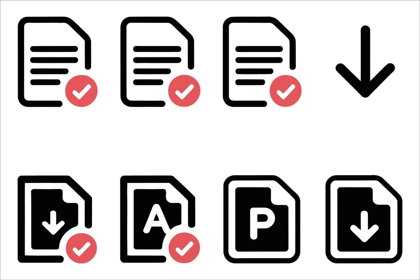 Document Download Icons , File Check and PDF Illustration vector