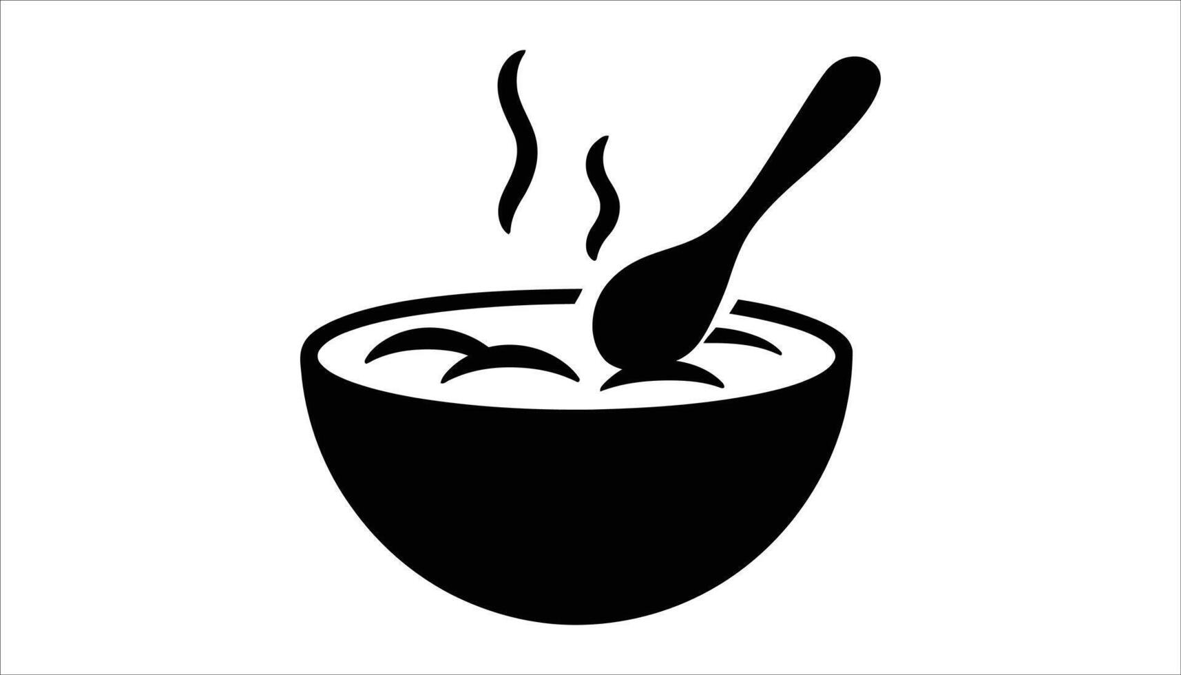 Hot Soup in Bowl with Spoon - Minimalist Line Art Illustration vector