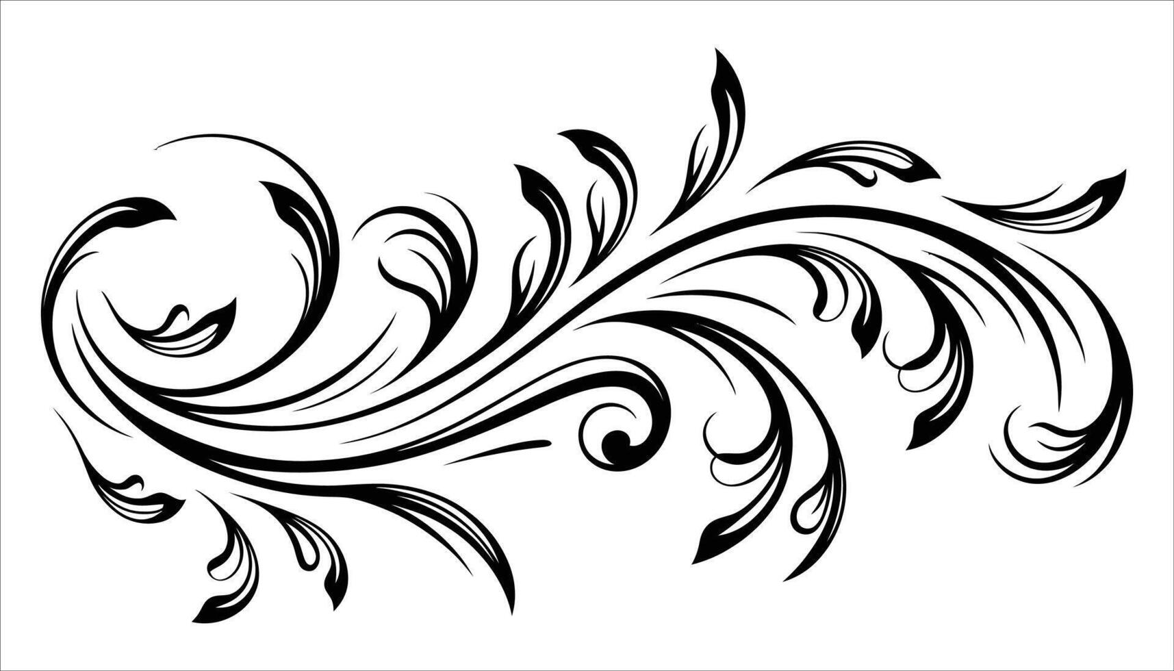 Intricate Floral Ornament Decorative Swirls and Petals Illustration vector