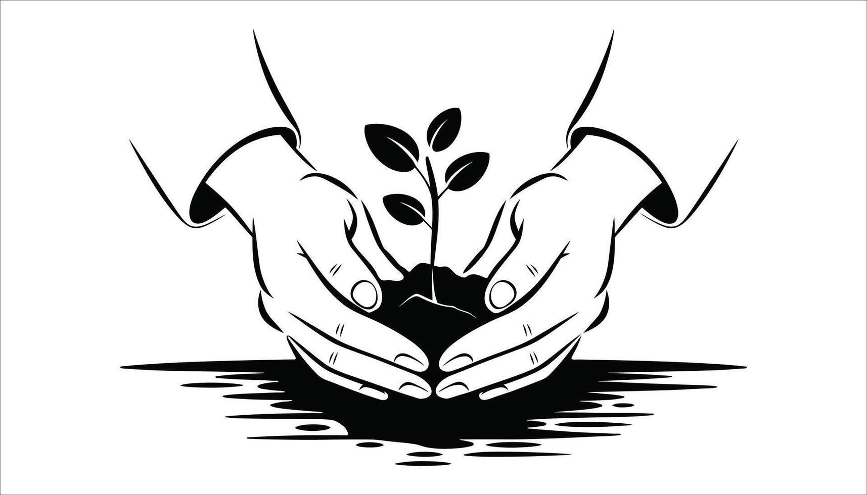 Hand Holding Plant Eco-friendly and Nature Illustration vector