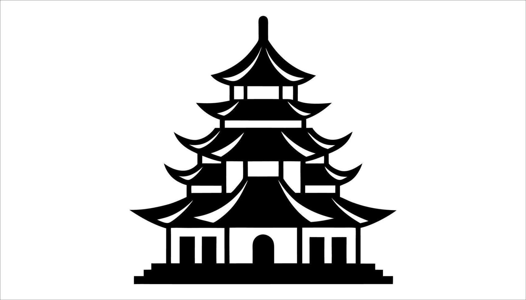 Oriental Asian Style Pagoda Building with Traditional Roof vector