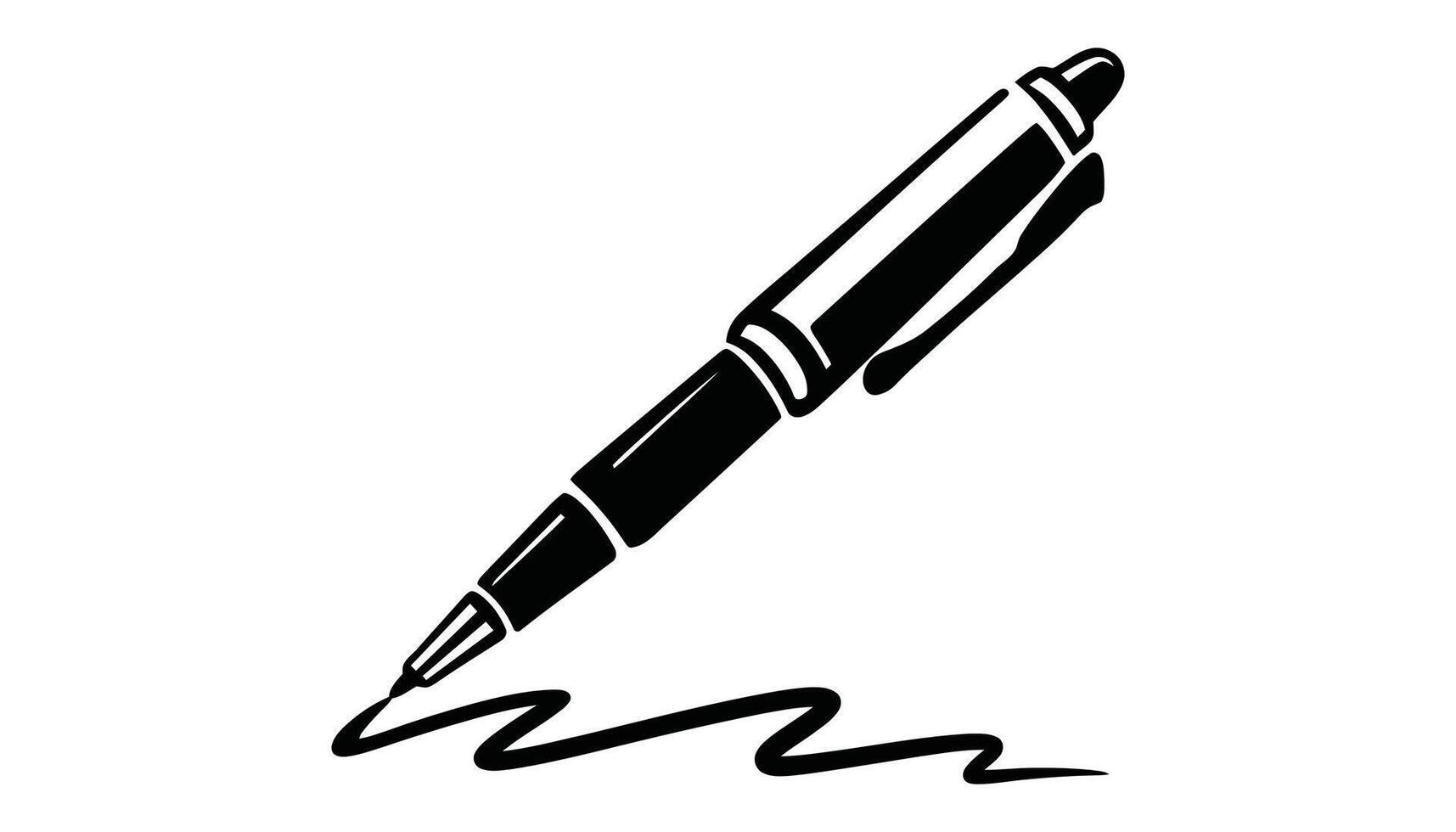 Black Pen Drawing a Line Illustration vector