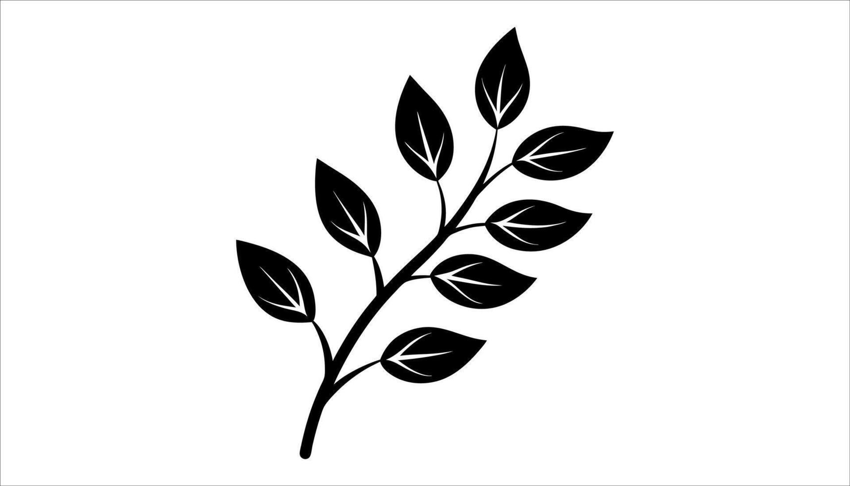 Minimalistic Black Leaf Branch Illustration vector