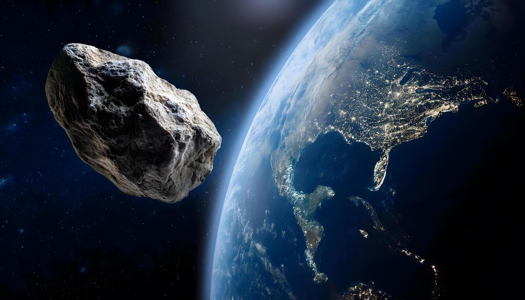 The giant asteroid hurtling through space and hitting Earth. photo