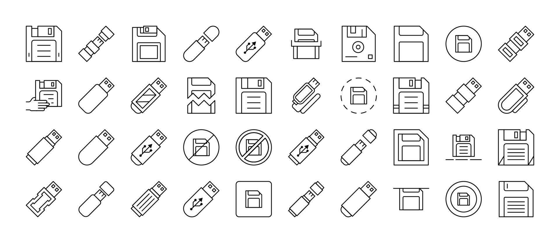 Flash Card Modern Outline Style Icons for Design, Cards, Apps, Social Networks vector