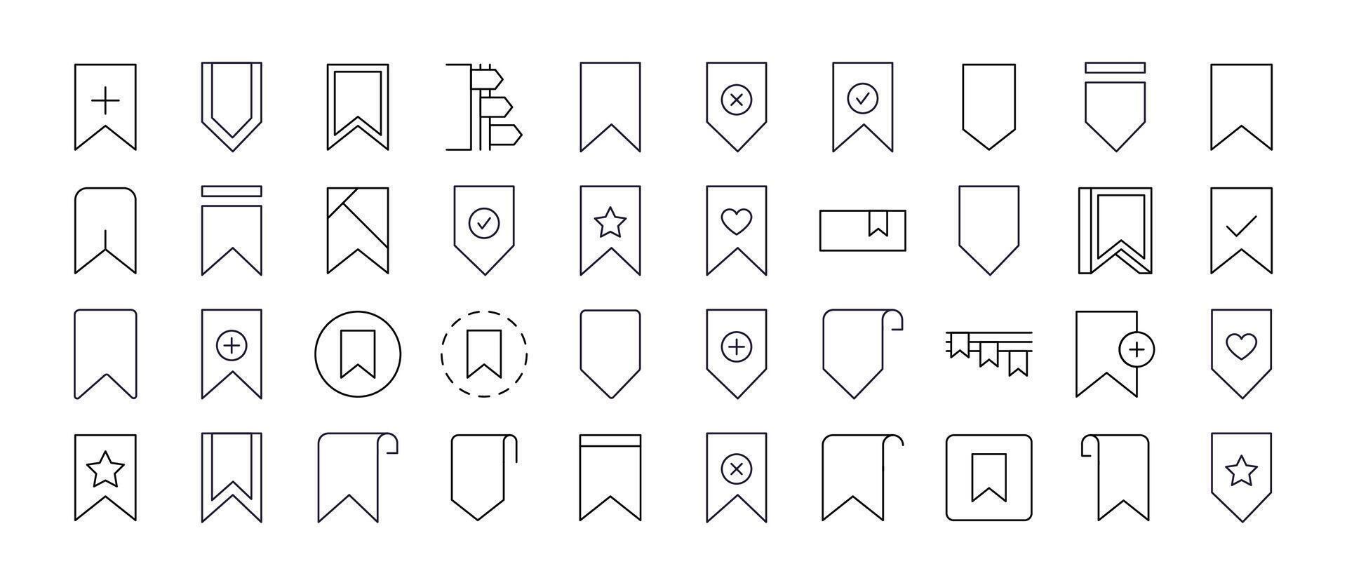 Bookmark Line Icon Bundle. Minimalistic Linear Pictogram for Web and Graphic Design, Apps, Banners, Social Network and Cards vector
