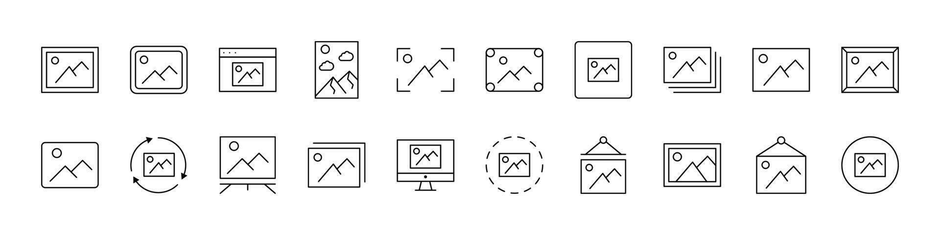 Picture Modern Outline Style Icons for Design, Cards, Apps, Social Networks vector