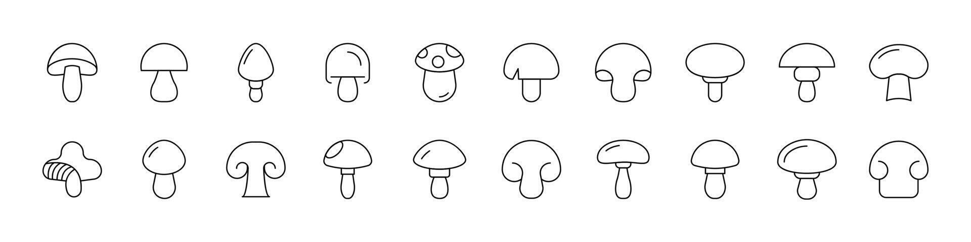 Mushroom Line Icon Pack. Outline Signs for Graphic and Web Design, Apps, Adverts, Various Cards vector