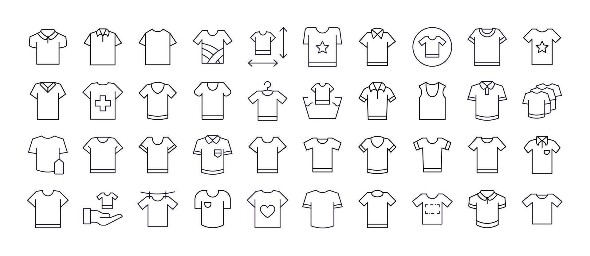 T Shirt Related Line Icons for Web Sites, Books, Cards, Apps. Editable Stroke. Perfect for Web Sites, Books, Cards, Apps vector