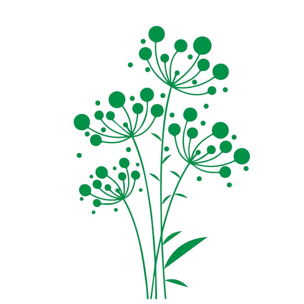 Green Floral Illustration, Green flower with leaf Background vector