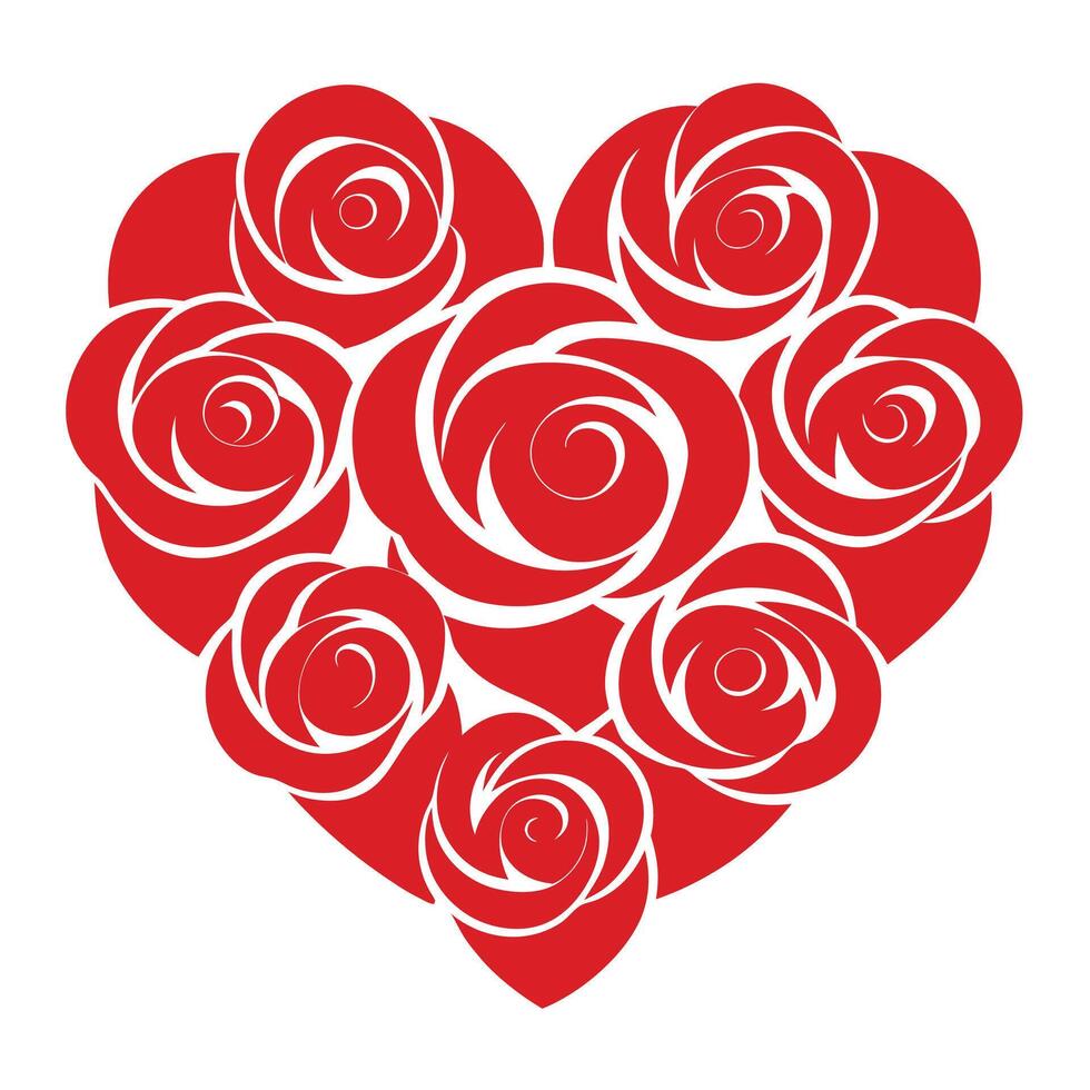 red roses in heart shape vector