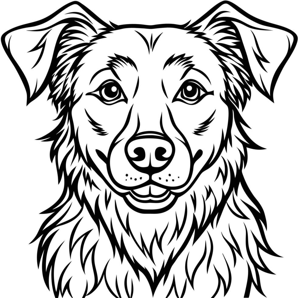Line drawing of a dog's head viewed from the side vector