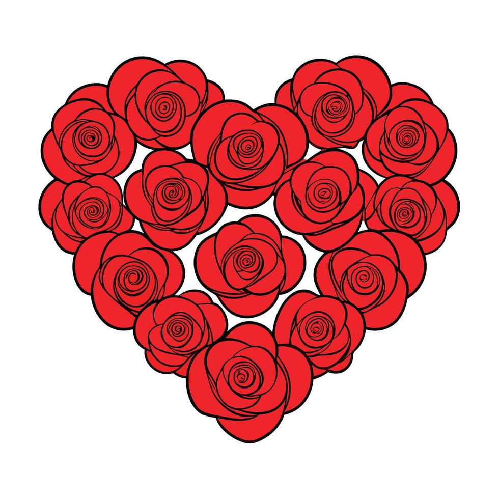 a heart shaped arrangement of red roses vector