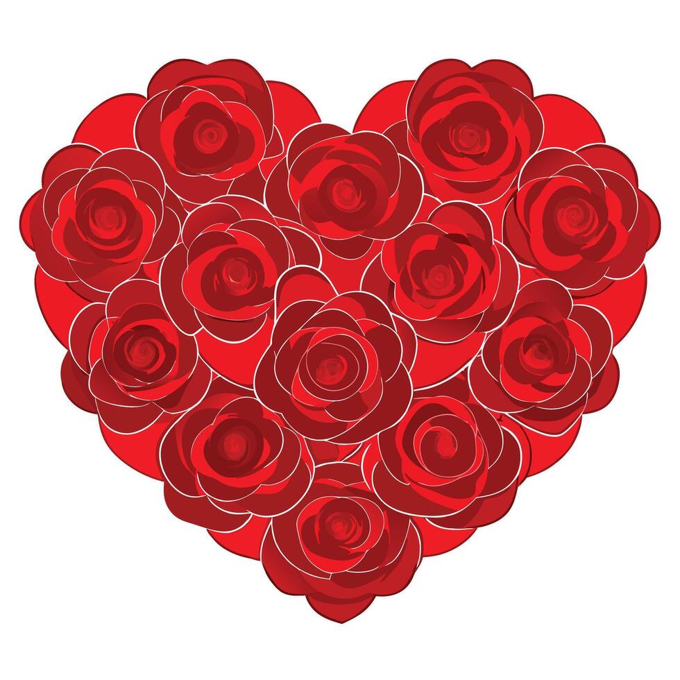 a heart shaped arrangement of red rosesRed Rose Heart Valentine's Day White Background vector