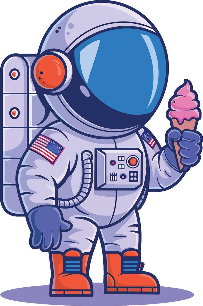 a Astronaut holding a ice cream sticker vector