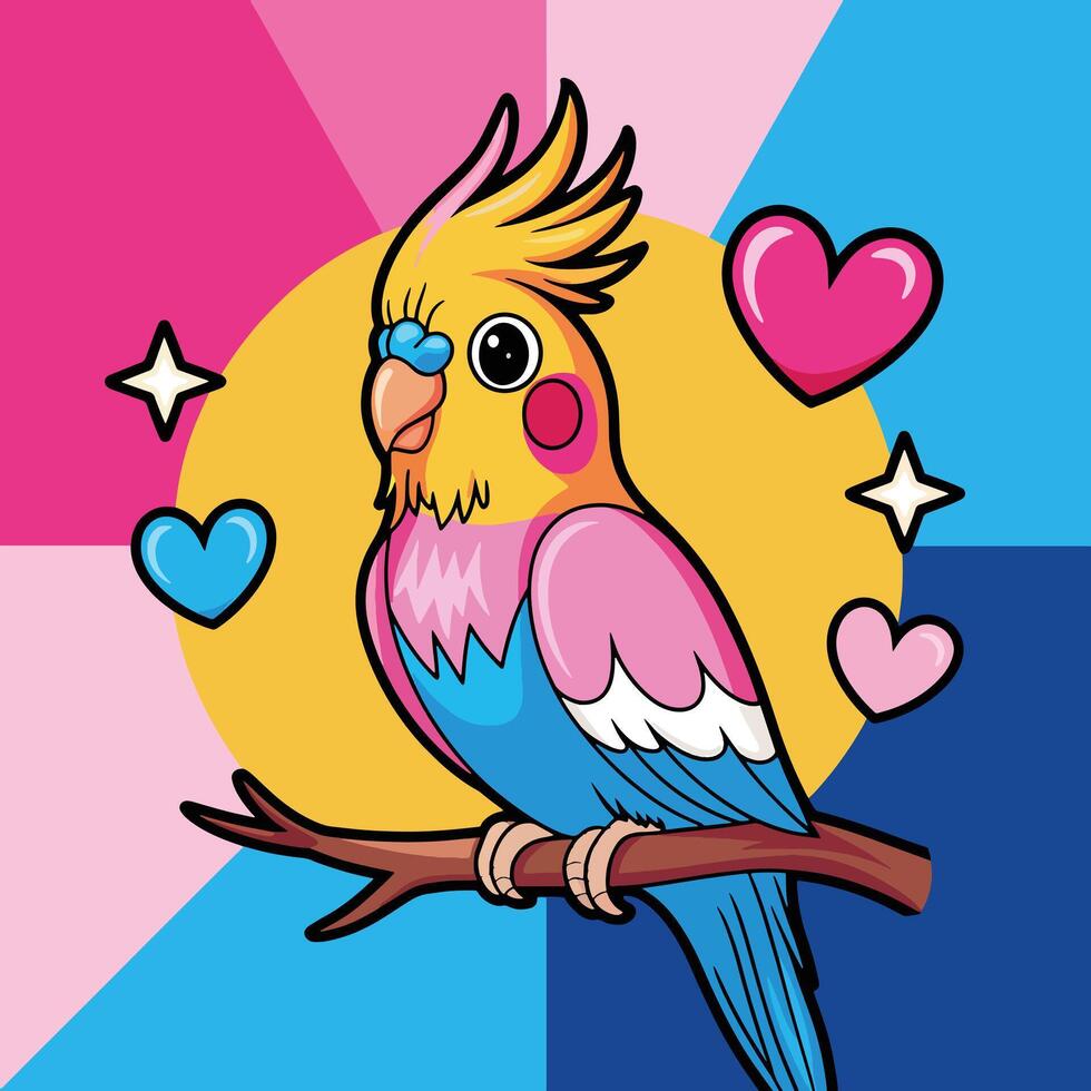 a Colorful Cockatoo bird design stock photos illustration vector