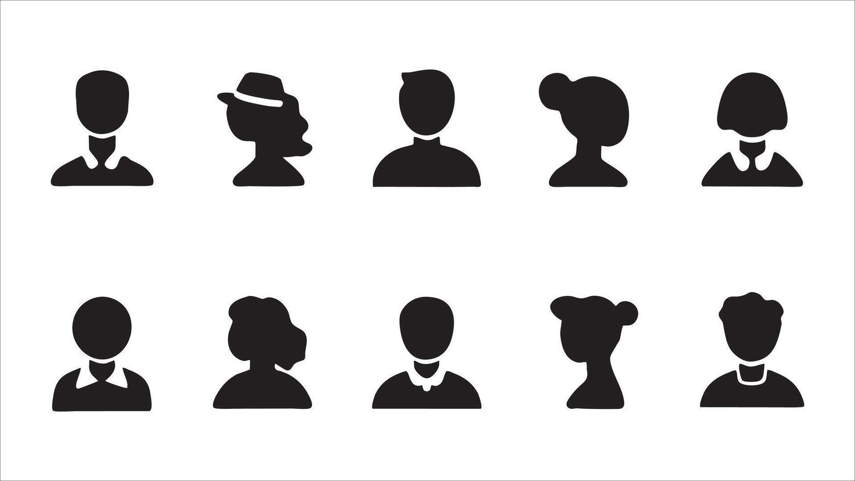 Ten Simple Black Silhouettes Diverse People Icons Set vector
