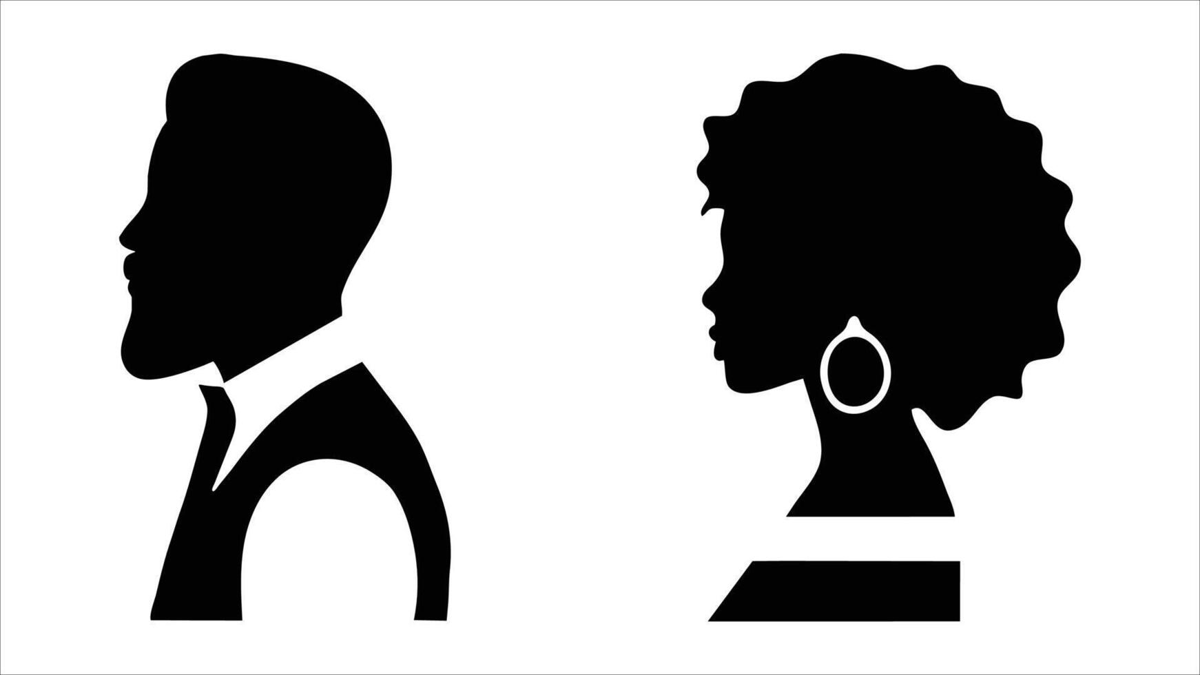 Elegant Black Silhouettes Man, Woman, Profile, Style, Art vector