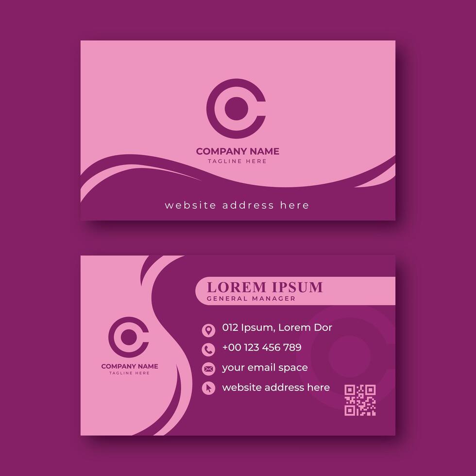 Minimalist modern pink business card design vector
