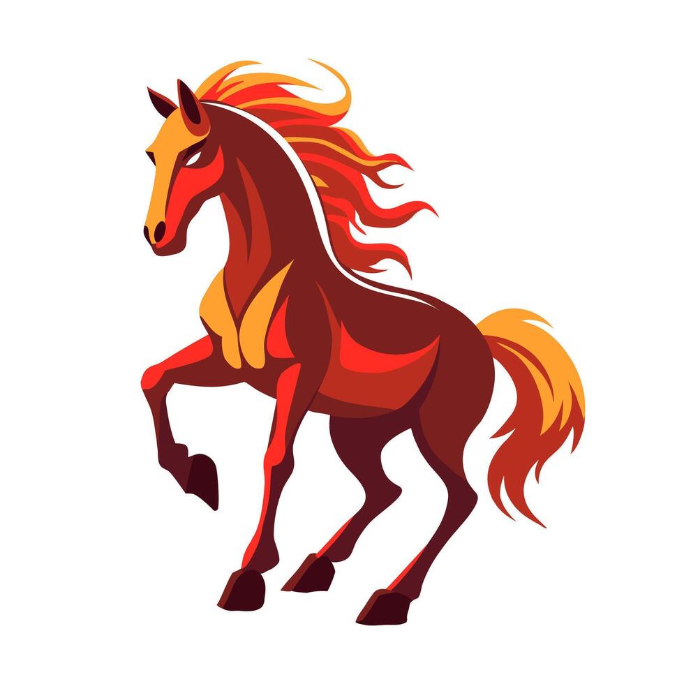 Fire horse emblem. Colorful illustration of a flaming fire horse. Symbol of the Year of the Horse. vector