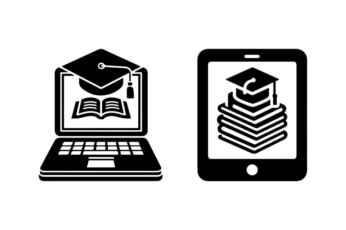 E-learning concept with tablet and laptop icons. vector