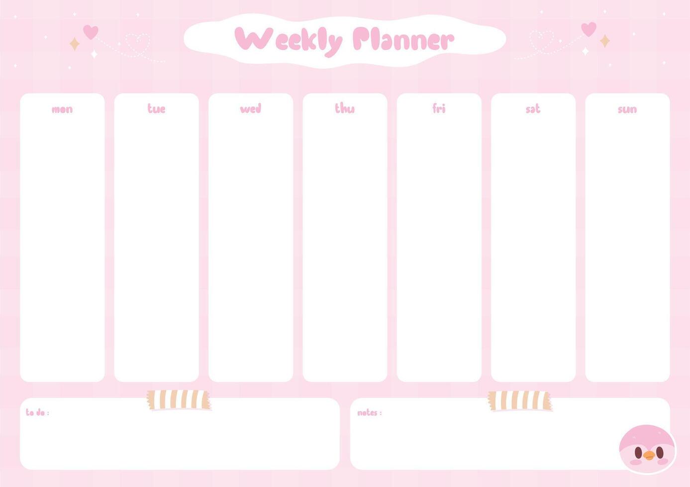Cute weekly planner vector