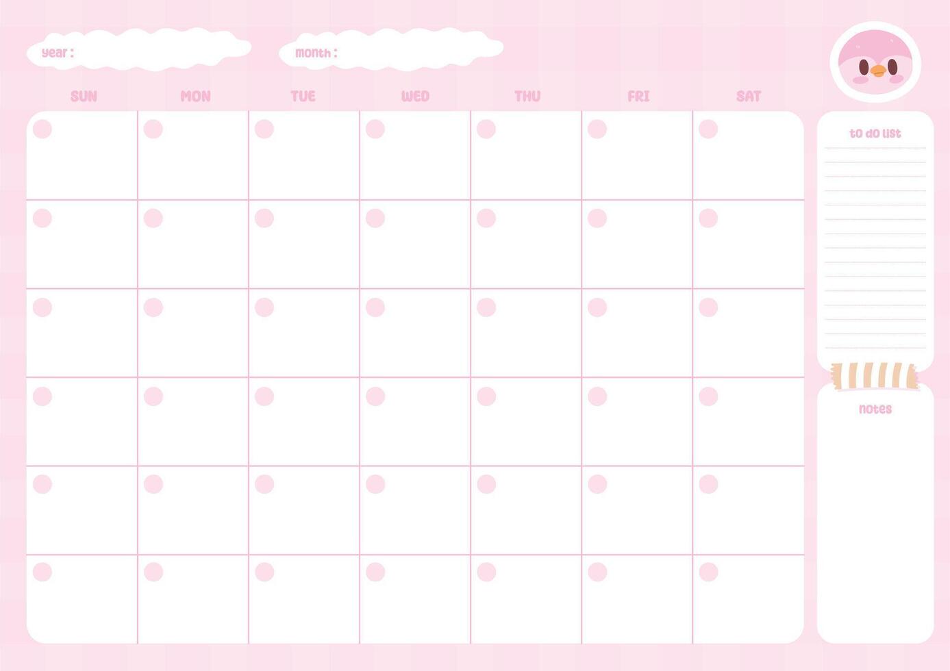 Cute monthly planner vector