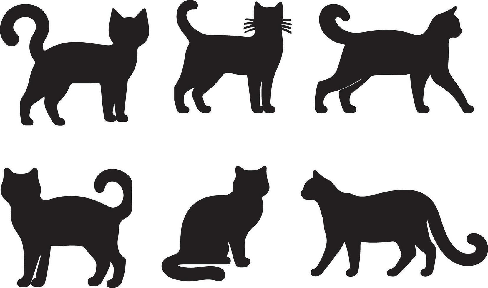 Cat Silhouette Bundle Design On White Background vector
