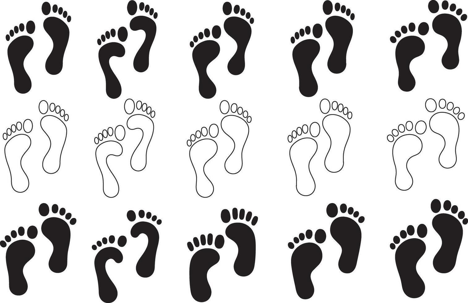 Footprint Silhouette Collection Set for Tracking Identity and Design Elements vector