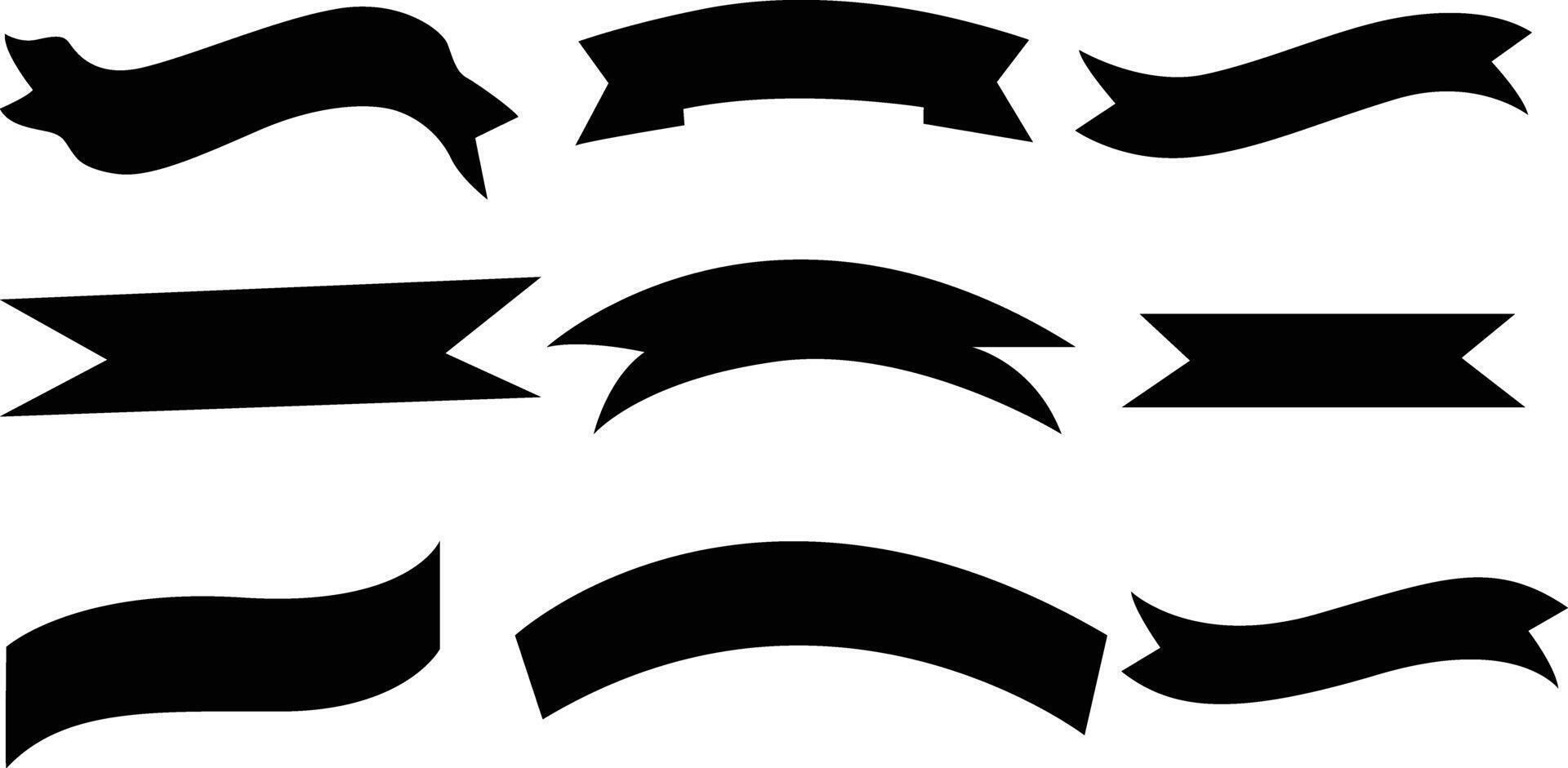 Bold Black Ribbon and Banner Silhouettes for Modern and Vintage Decorations vector