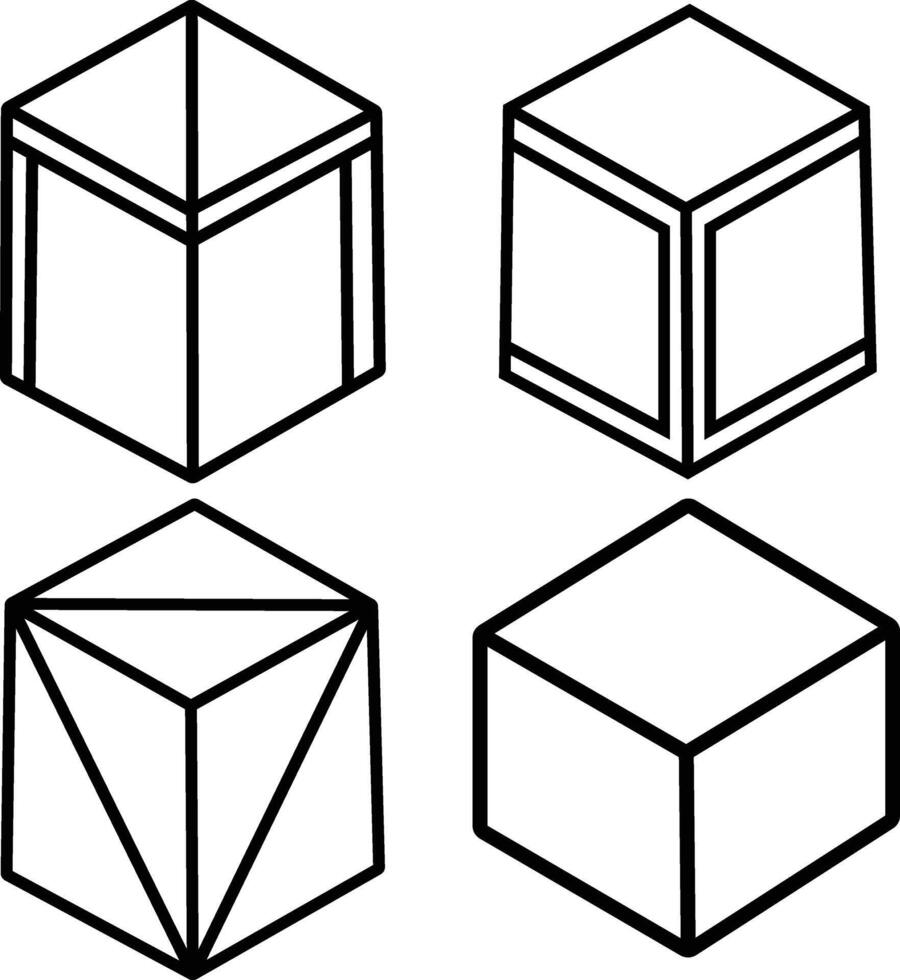 Dice Outline Icon Set in Black and White for Board Games and Creative Designs vector