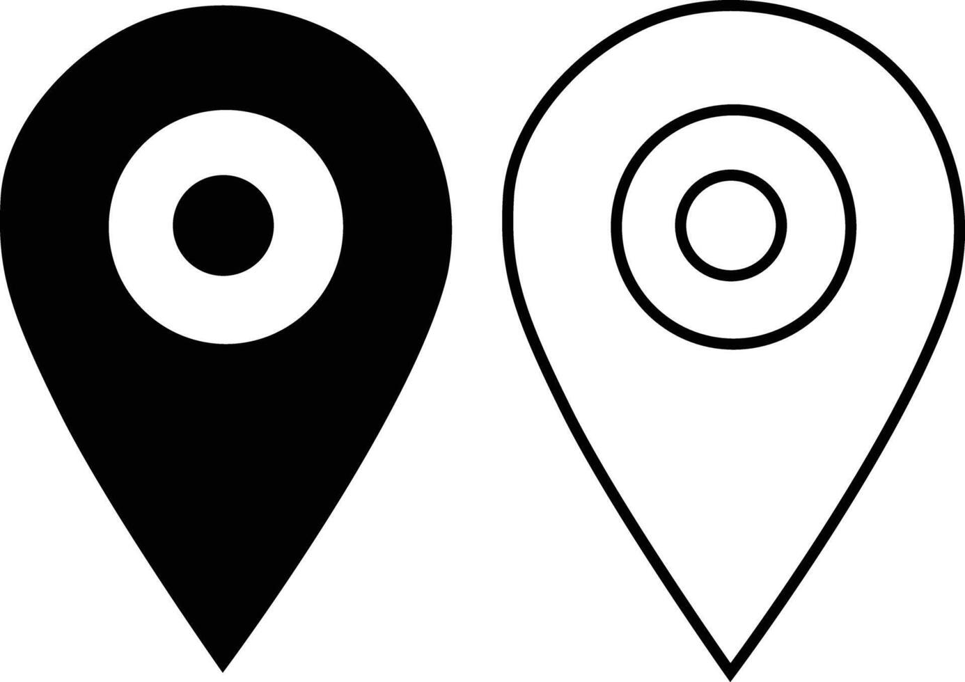 Unique Location Pin Silhouette Icon Set Design For Maps vector