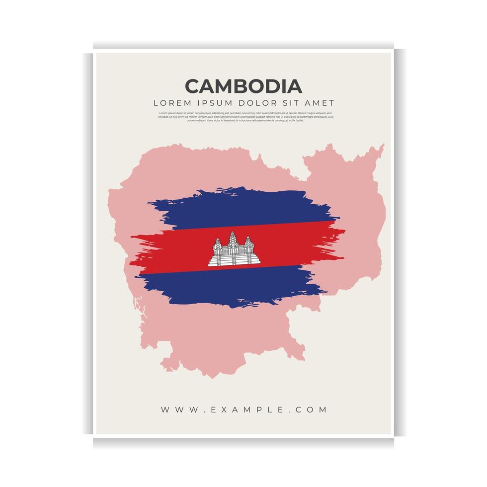 Cambodia Travel Poster Flag Flyer art Design vector